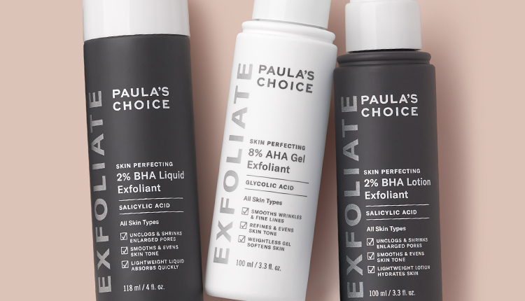 Three different acid exfoliant products